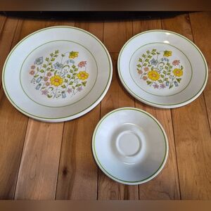 Corelle Spring Meadows plates: 4 dinner plates, 3 medium plates & 2 saucers